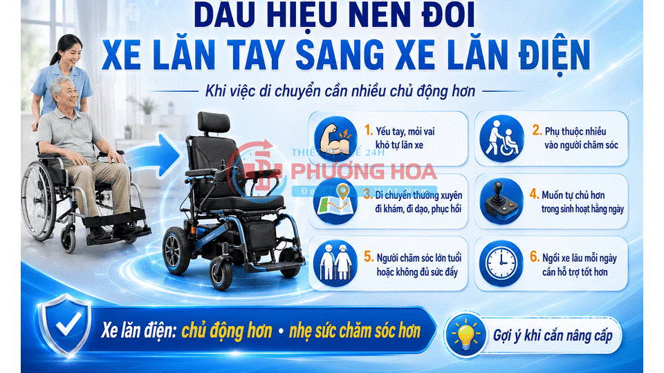 Dấu hiệu cho thấy gia đình nên đổi xe lăn tay sang xe lăn điện